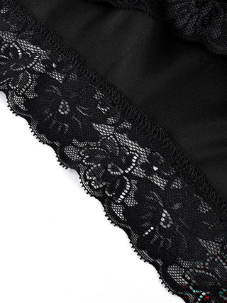 Satin Lace Asymmetric Ruffle Mini Skirt