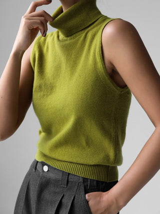 Turtleneck Sleeveless Knit Sweater Vest Casual Women Top