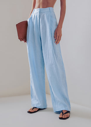 Loose Cotton Blouse Wide Leg Pants Two Piece Set