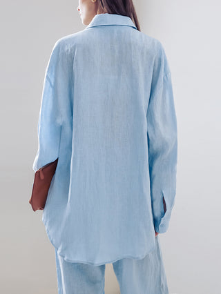 Loose Cotton Blouse Wide Leg Pants Two Piece Set