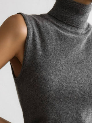 Turtleneck Sleeveless Knit Sweater Vest Casual Women Top