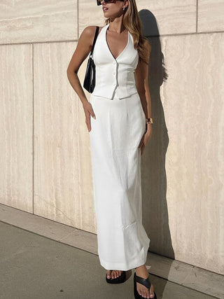 Sexy Fitted Crop Top & Maxi Skirt Set