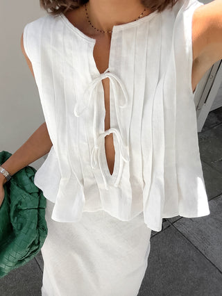 Tie Front Tank Top Maxi Skirt Two Piece Set