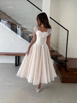 Sweetheart Neck Corset Flared Midi Dress