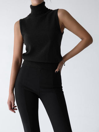Turtleneck Sleeveless Knit Sweater Vest Casual Women Top