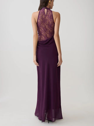 Halter Lace Cutout Draped Mermaid Evening Dress