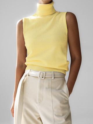 Turtleneck Sleeveless Knit Sweater Vest Casual Women Top