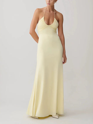 Halter Keyhole Ruched Mermaid Maxi Dress