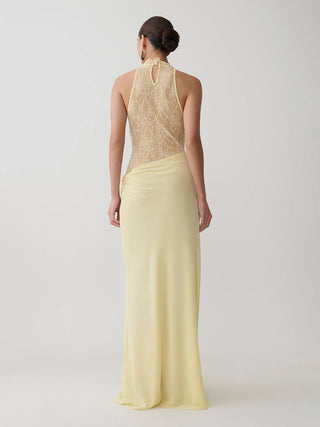 Halter Lace Cutout Draped Mermaid Evening Dress