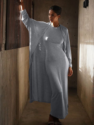 Sleeveless Maxi Dress Long Cardigan Two Piece Set