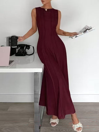 Women Elegant Sleeveless Paneled Slim Maxi Dress