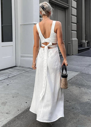 Chic Cotton Sleeveless Dress with Shoulder Straps
