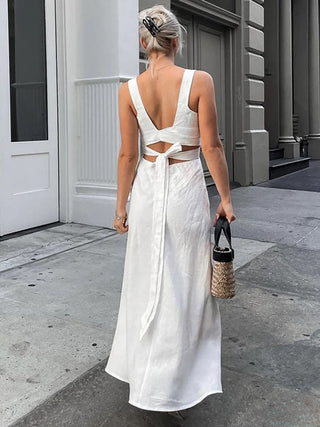 Chic Cotton Sleeveless Dress with Shoulder Straps