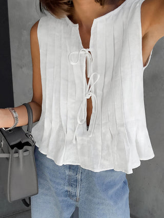 Tie Front Tank Top Maxi Skirt Two Piece Set