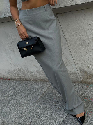 Elegant High Waist Long Straight Maxi Skirt