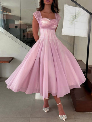 Sweetheart Neck Corset Flared Midi Dress