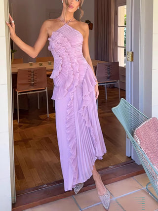 Strapless Draped High Slit Bodycon Maxi Dress（副本）
