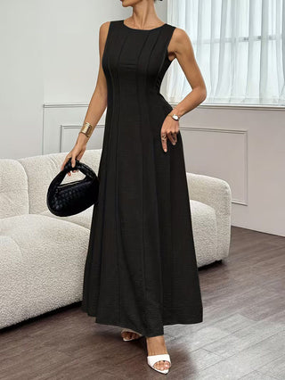 Women Elegant Sleeveless Paneled Slim Maxi Dress
