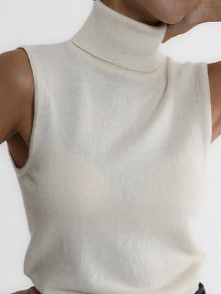 Turtleneck Sleeveless Knit Sweater Vest Casual Women Top