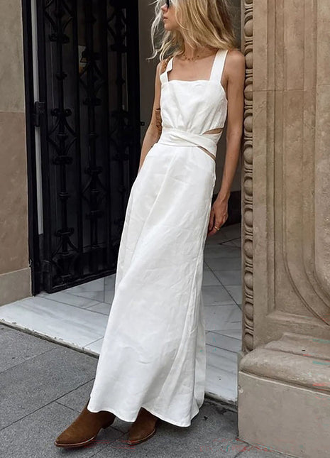 Chic Cotton Sleeveless Dress with Shoulder Straps
