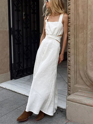 Chic Cotton Sleeveless Dress with Shoulder Straps