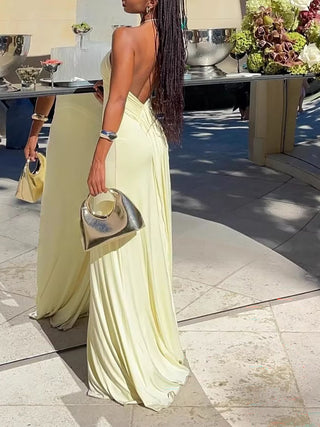 Halter Keyhole Ruched Mermaid Maxi Dress