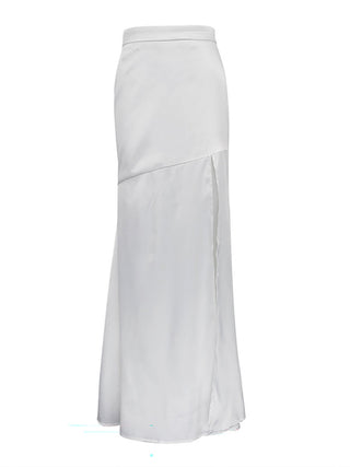 High Waist Satin Split Long Flowy Skirt