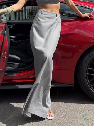 Elegant High Waist Long Straight Maxi Skirt