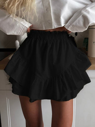 Layered Ruffle Elastic Waist Mini Skirt