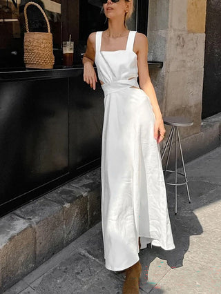 Chic Cotton Sleeveless Dress with Shoulder Straps