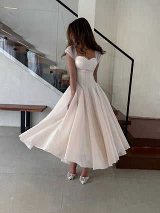 Sweetheart Neck Corset Flared Midi Dress
