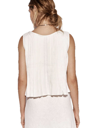 Sleeveless Pleated Lace-Up Blouse Top