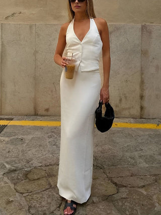 Sexy Fitted Crop Top & Maxi Skirt Set