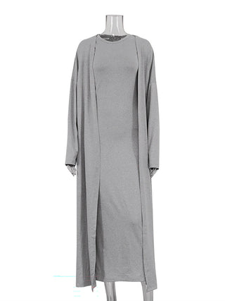 Sleeveless Maxi Dress Long Cardigan Two Piece Set