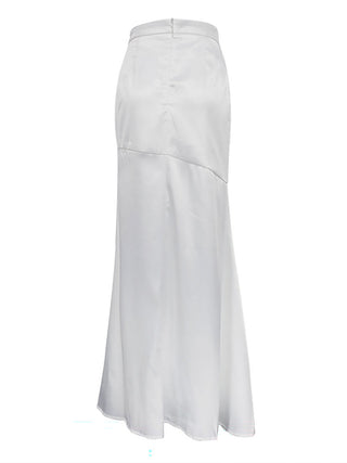 High Waist Satin Split Long Flowy Skirt