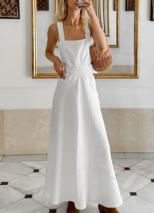 Chic Cotton Sleeveless Dress with Shoulder Straps