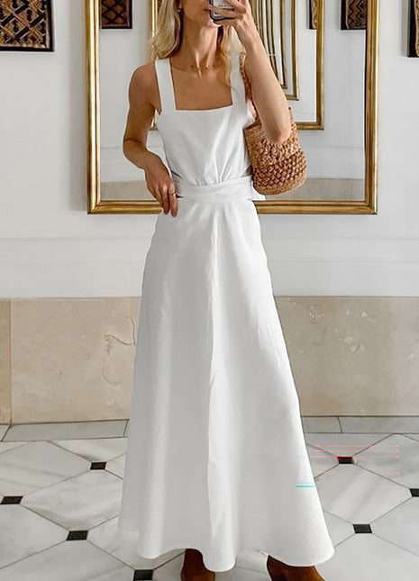 Chic Cotton Sleeveless Dress with Shoulder Straps