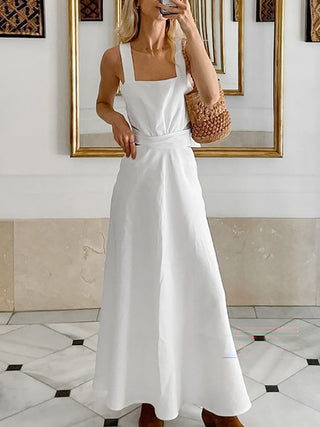 Chic Cotton Sleeveless Dress with Shoulder Straps
