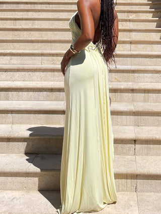 Halter Keyhole Ruched Mermaid Maxi Dress