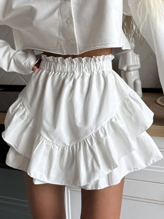 Layered Ruffle Elastic Waist Mini Skirt