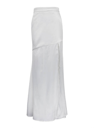 High Waist Satin Split Long Flowy Skirt