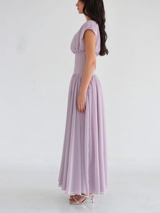 Elegant Cap Sleeve Formal Party Maxi Dress