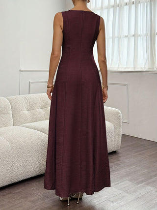 Women Elegant Sleeveless Paneled Slim Maxi Dress