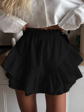 Layered Ruffle Elastic Waist Mini Skirt