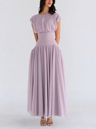 Elegant Cap Sleeve Formal Party Maxi Dress