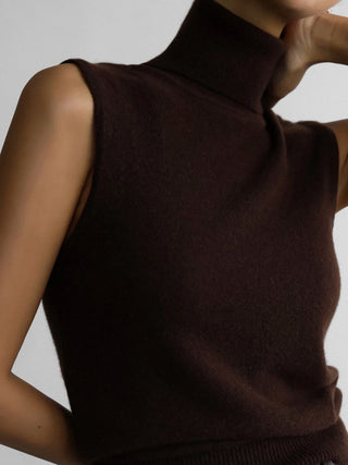 Turtleneck Sleeveless Knit Sweater Vest Casual Women Top