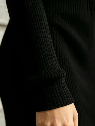 Long Sleeve Ribbed Split Bodycon Midi Dress