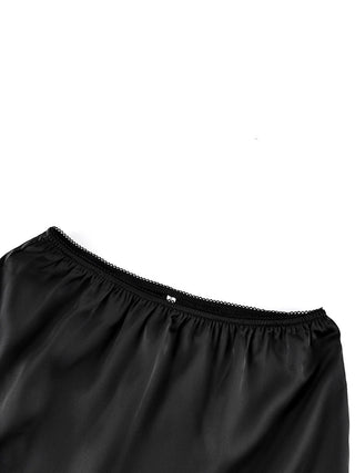 Satin Lace Asymmetric Ruffle Mini Skirt