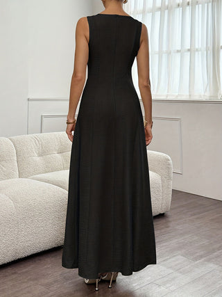 Women Elegant Sleeveless Paneled Slim Maxi Dress