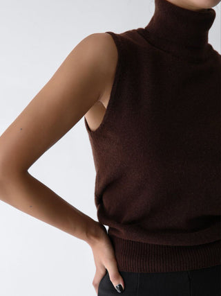 Turtleneck Sleeveless Knit Sweater Vest Casual Women Top